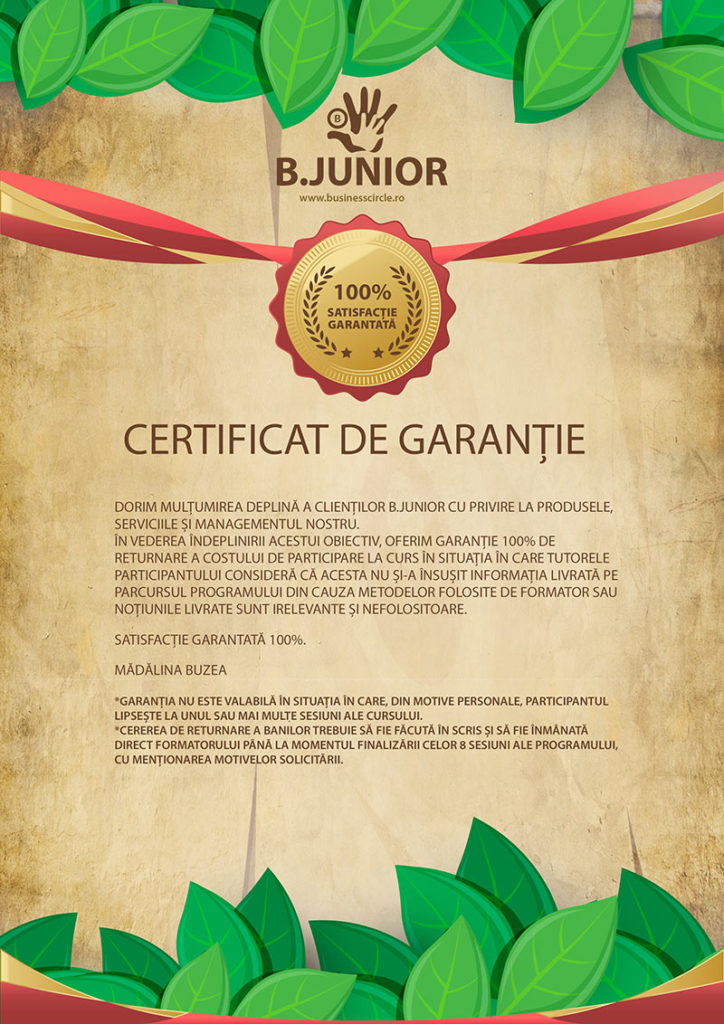 Business Junior Certificat de Garantie
